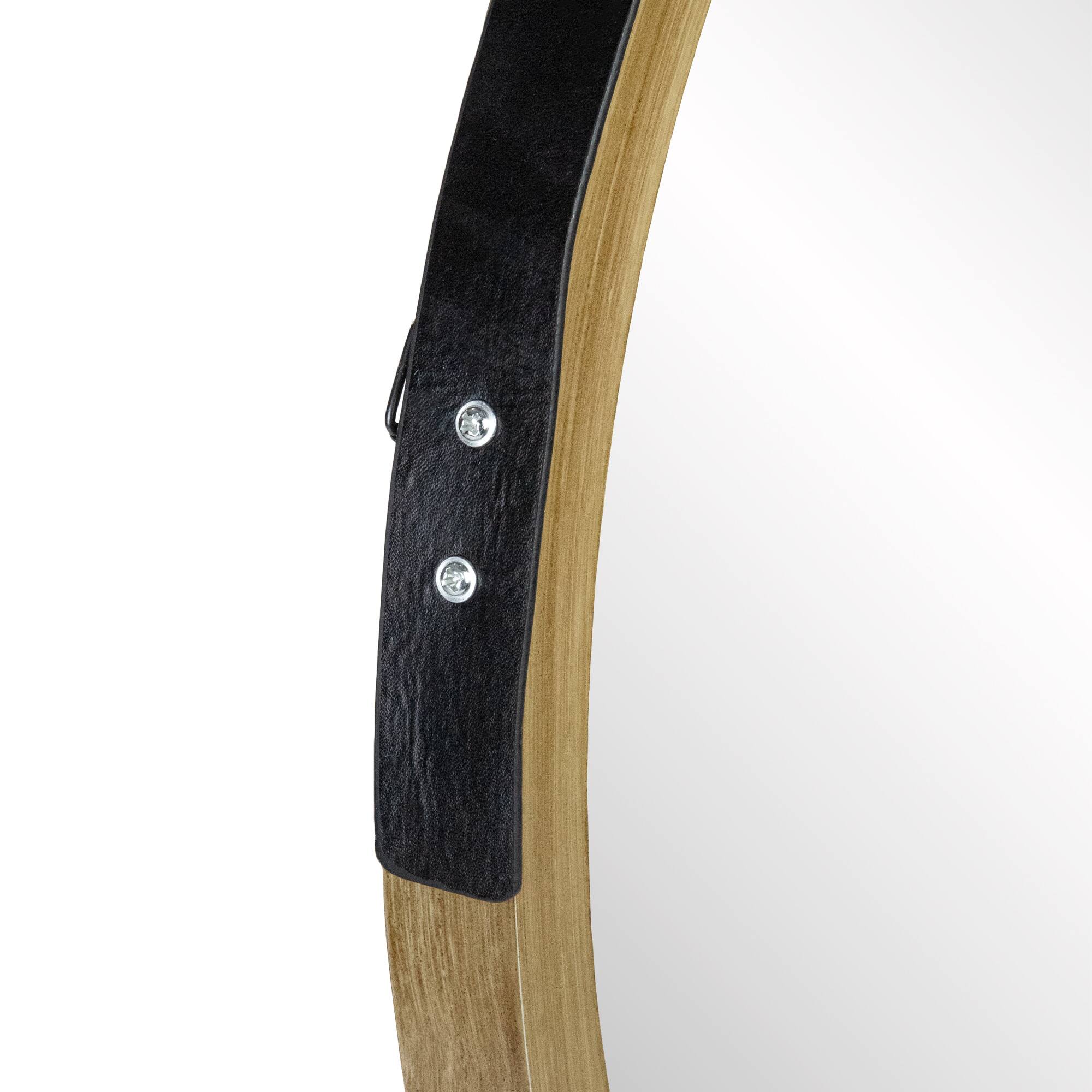 21" Round Woodgrain Modern Mirror